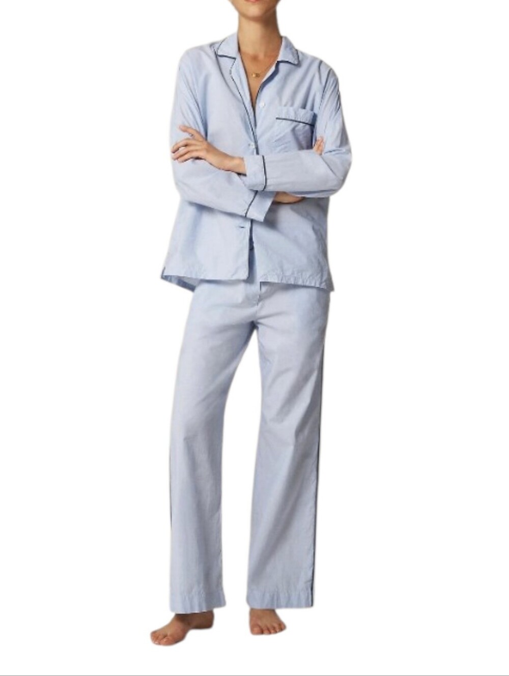 J. Crew Classic Pajama Pant Set in End-on-End Cotton Size XS